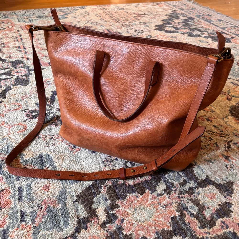 Madewell Genuine Leather Large Work Tote Bag